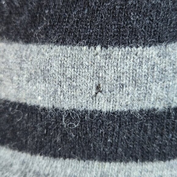 DKNY Size Medium Black Gray Vertical Striped Pullover Sweater Sequin Accents - Picture 8 of 12